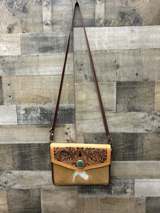 100% Leather With Cowhide Purse 9x11
