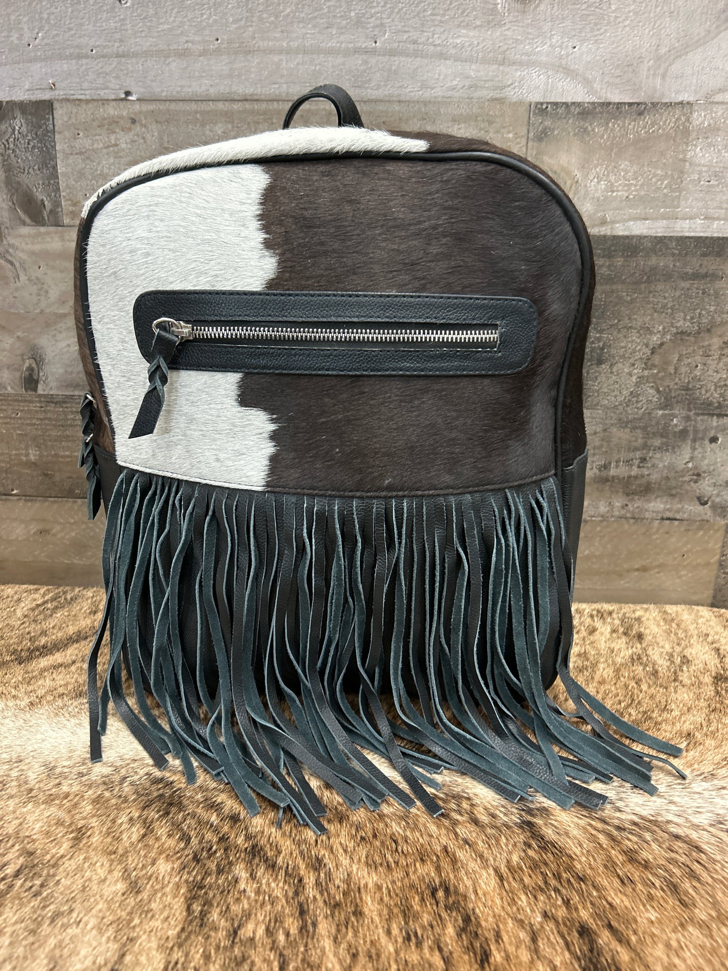 100 % Leather with Cowhide Backpack 13x15x4