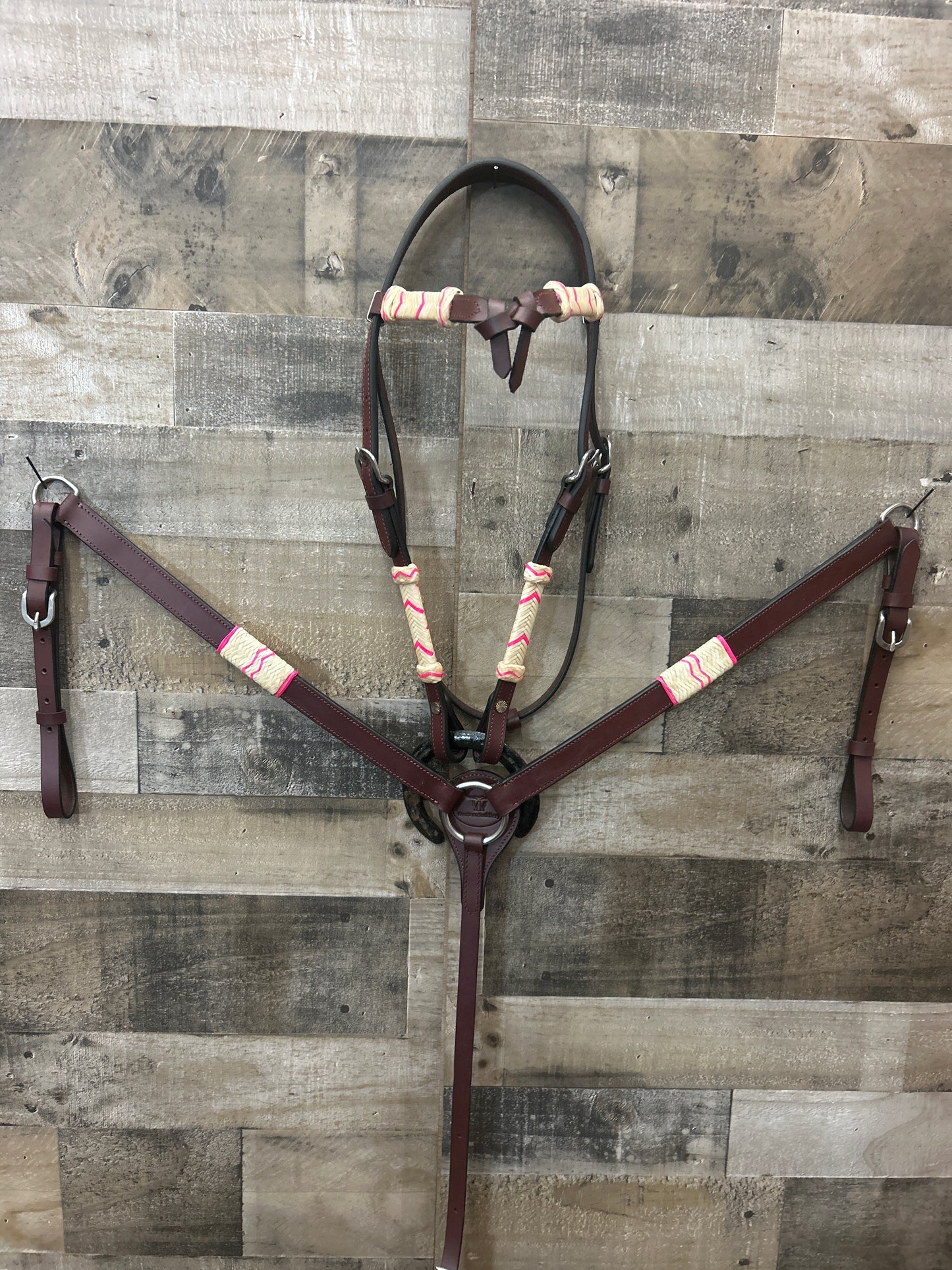 Hot Oiled Tack Set With Pink Rawhide