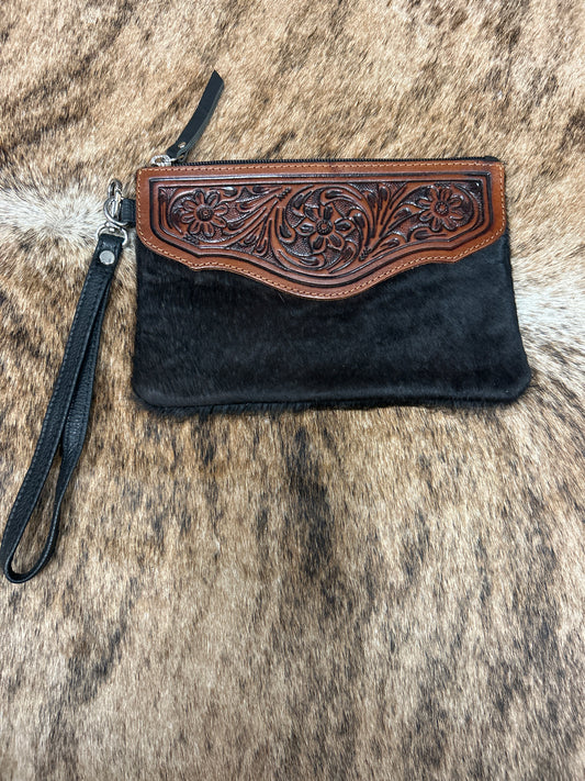 100% Leather With Cowhide 6x9 Wristlet