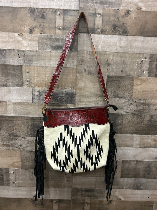 15x16x4 Wool Purse With Tooled Leather