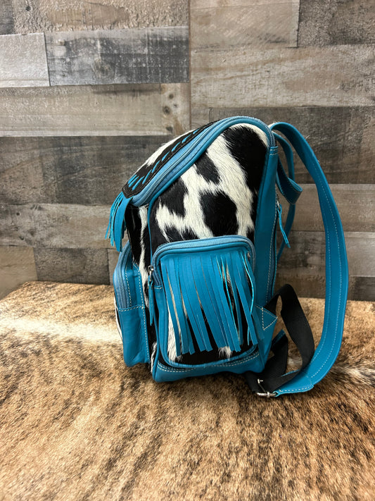 100% Leather & Cowhide Backpack  11x14x6