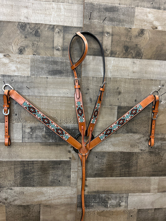 Leather Beaded Tack set
