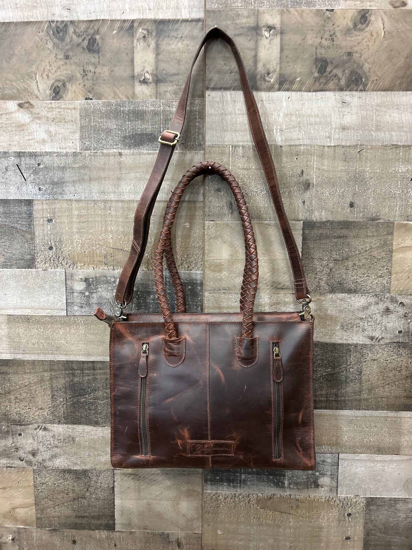 100 % Leather Tooled Purse/ Laptop Carrier 11x14x4