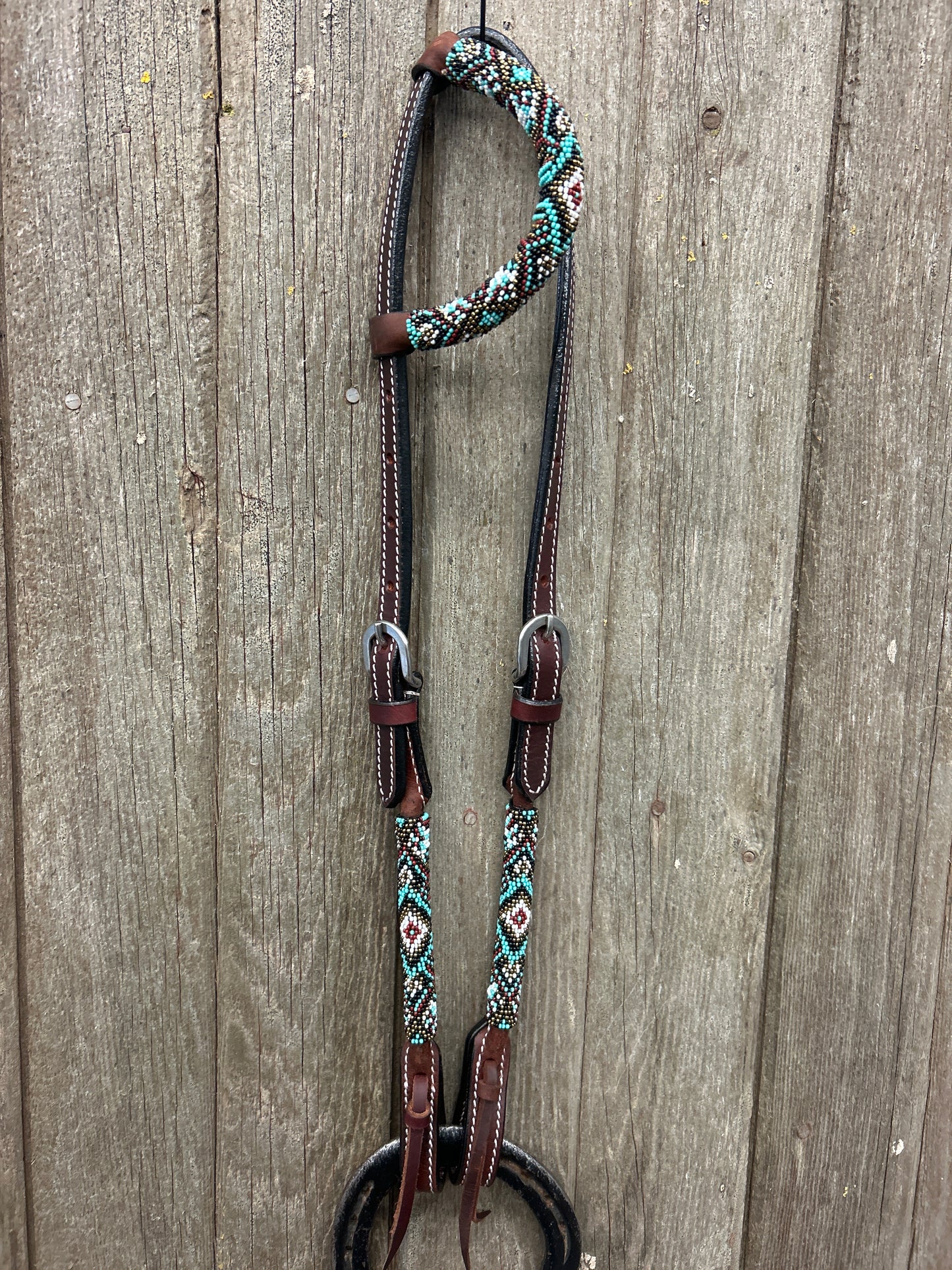 Hot Oiled Beaded Headstall