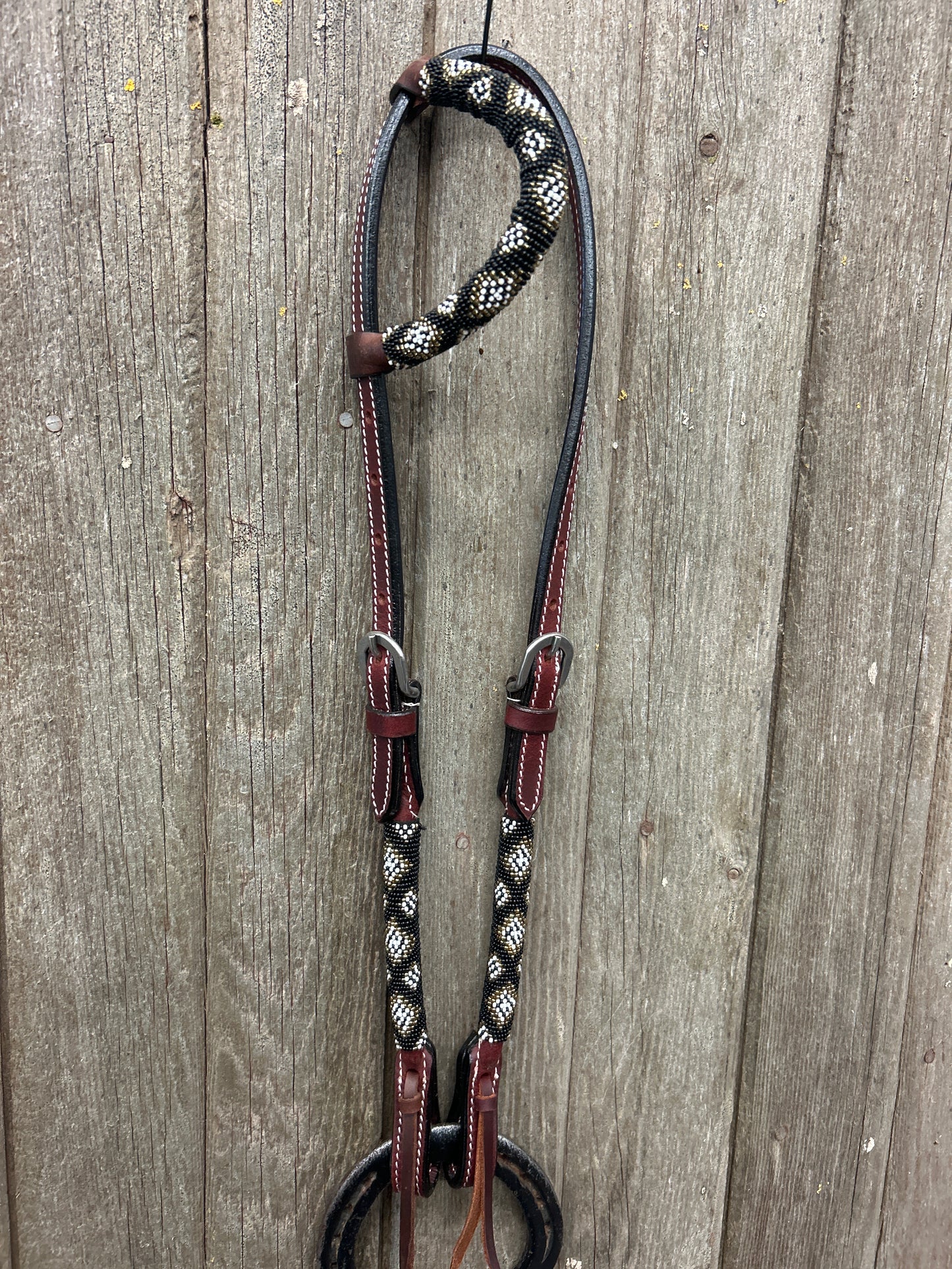 Hot Oiled Beaded Headstall