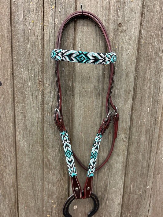 Light Oiled Beaded Headstall