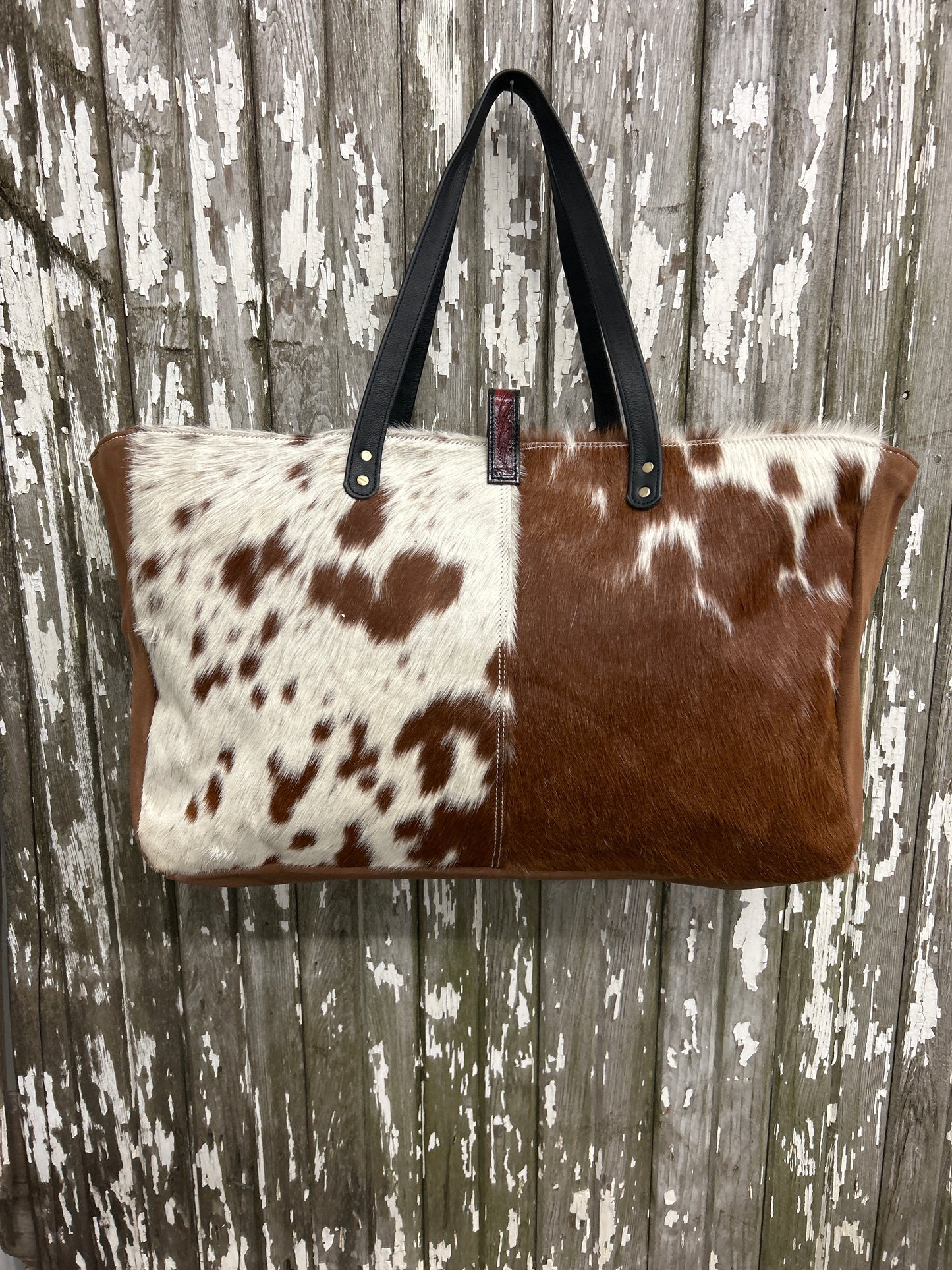 100% Leather Weekender With Cowhide 24x15x7 💥Free Shipping 💥