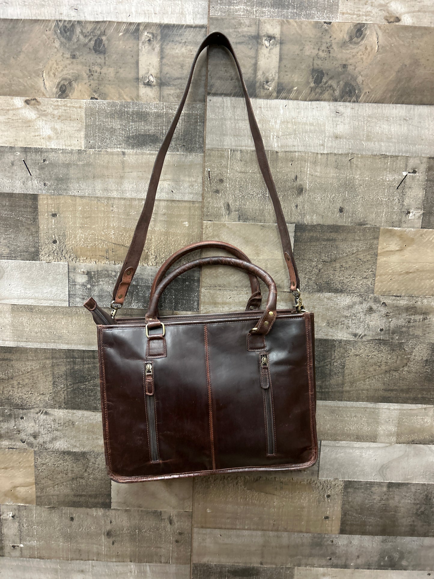 100 % Leather Tooled Purse/ Laptop Carrier 16x12x5