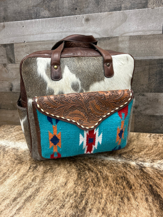 100% Leather With Cowhide Backpack With Lots Of Storage 12x14x6.
