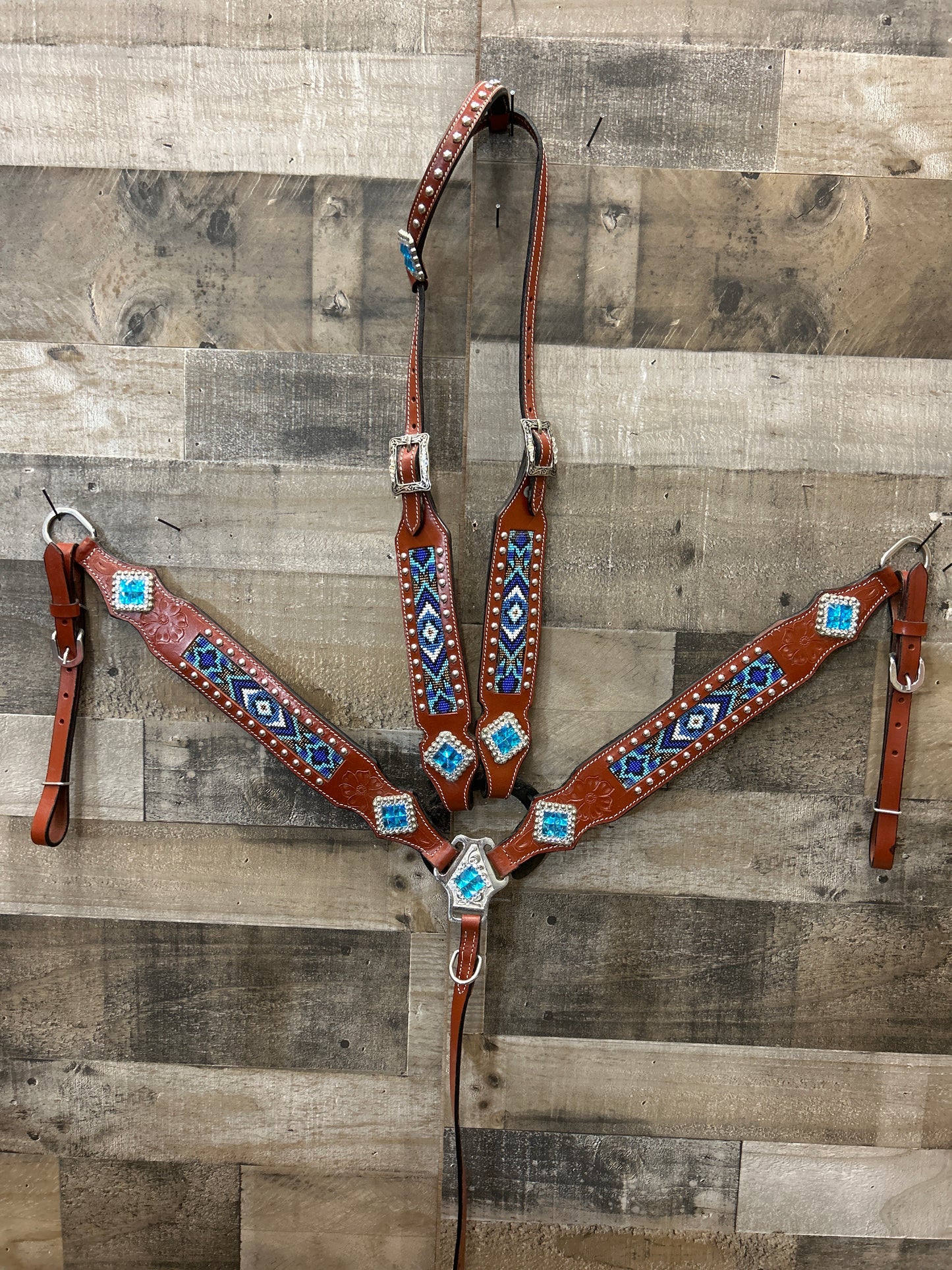 Leather Beaded Tack Set