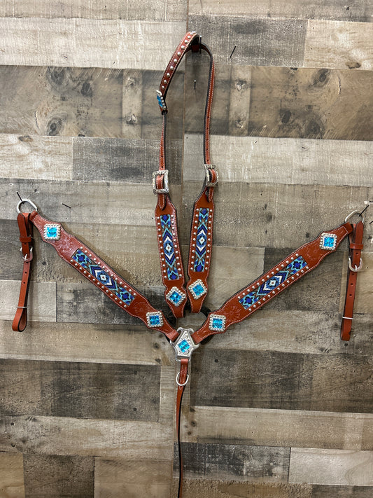 Leather Beaded Tack Set
