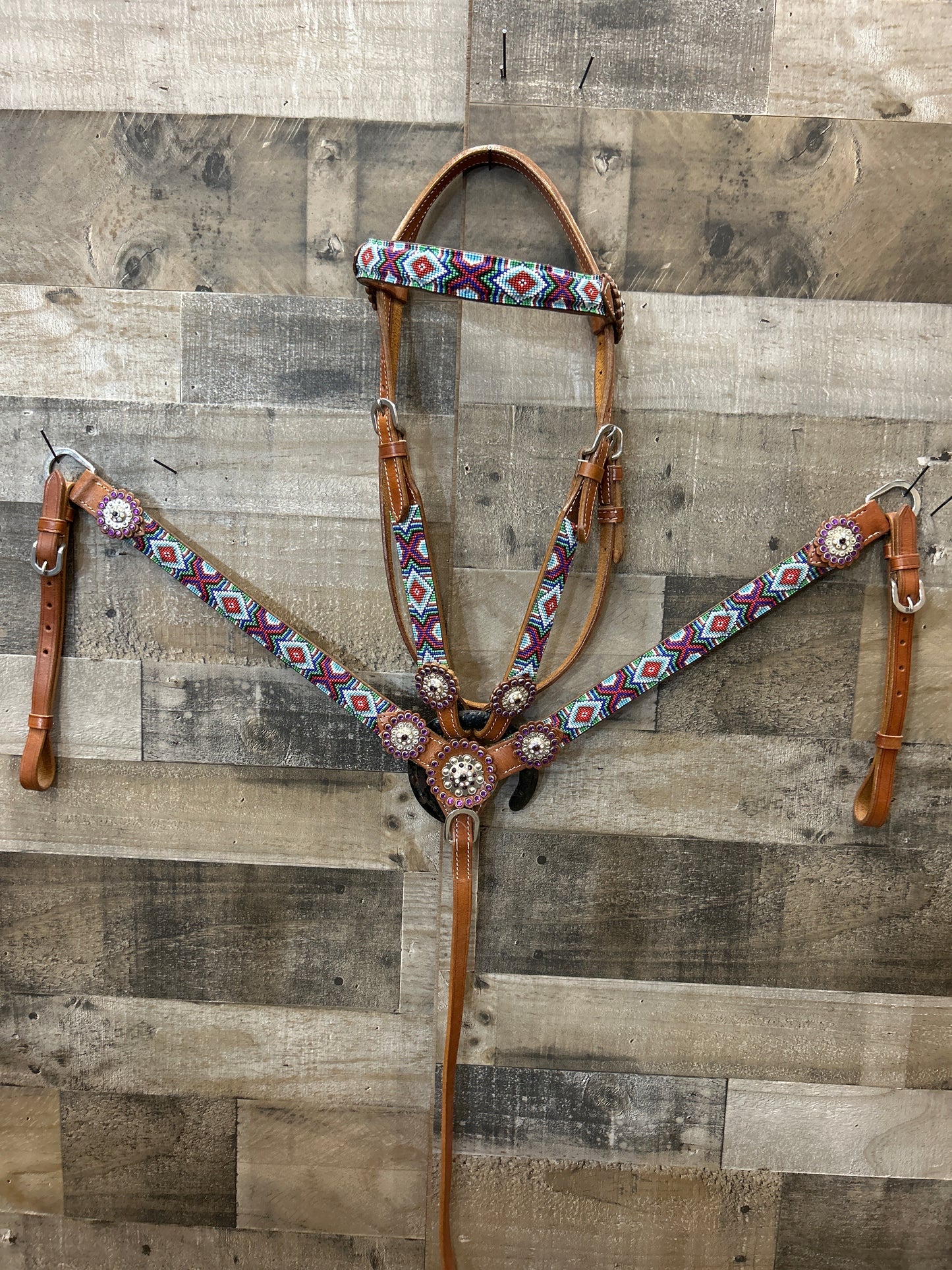 Leather Beaded Tack set