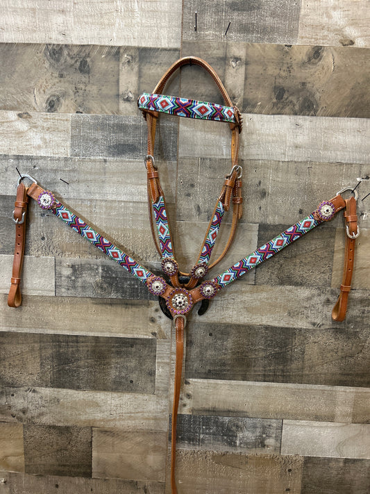 Leather Beaded Tack set