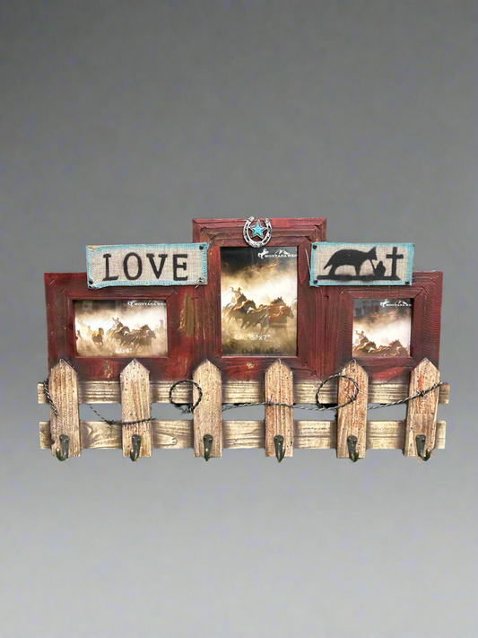 Wooden Coat 6 Hook Picture Frame Holds a 6x4, 5x7, 4x4