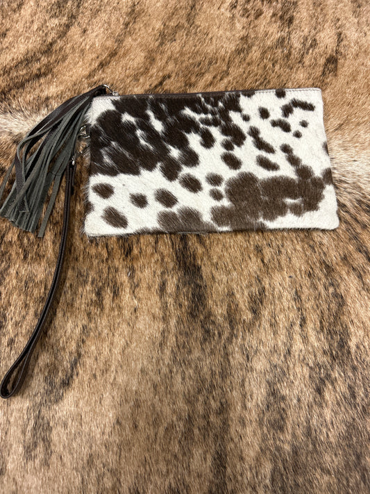 100% Leather With Cowhide 6x9 Wristlet