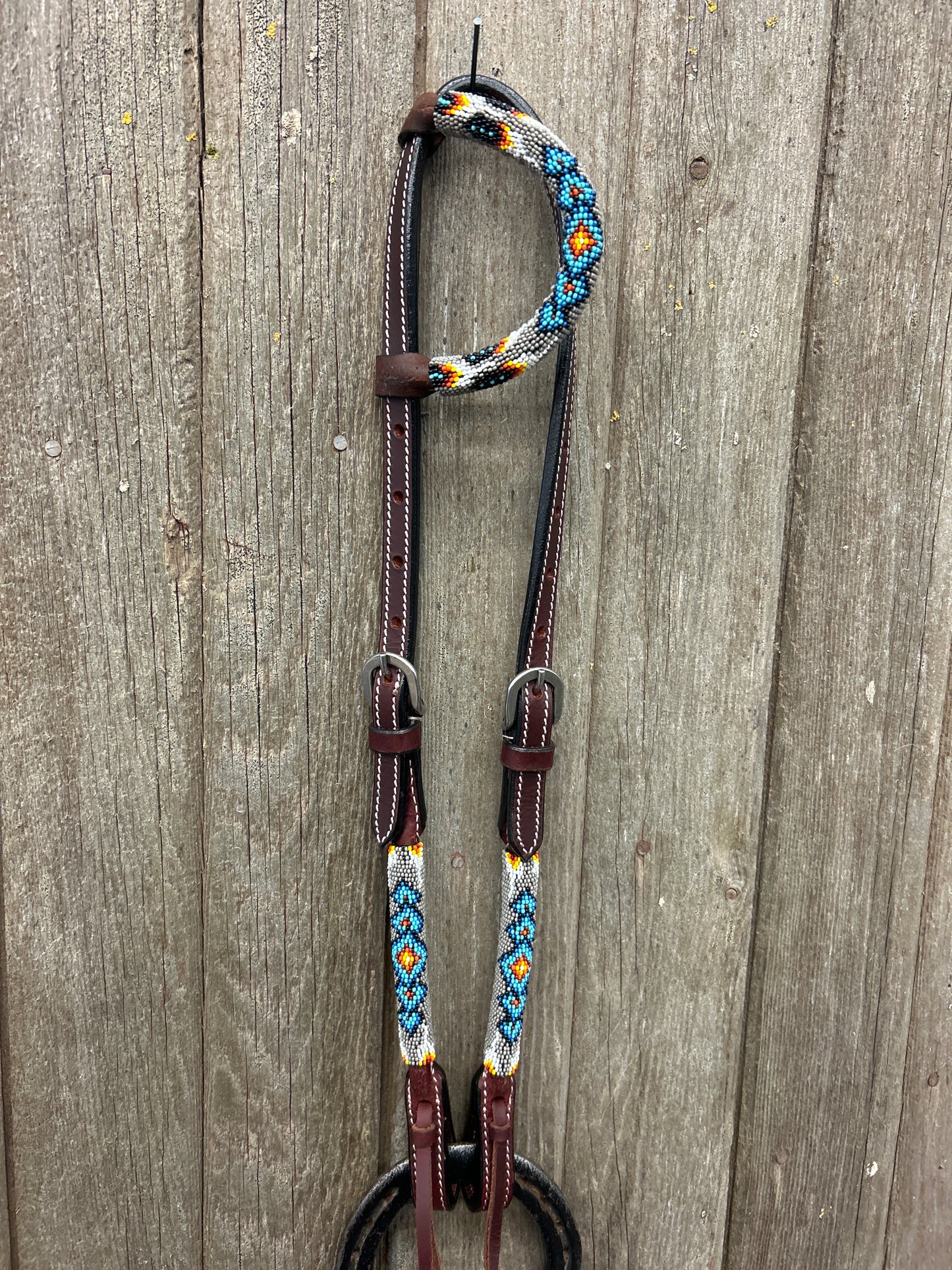 Hot Oiled Beaded Headstall