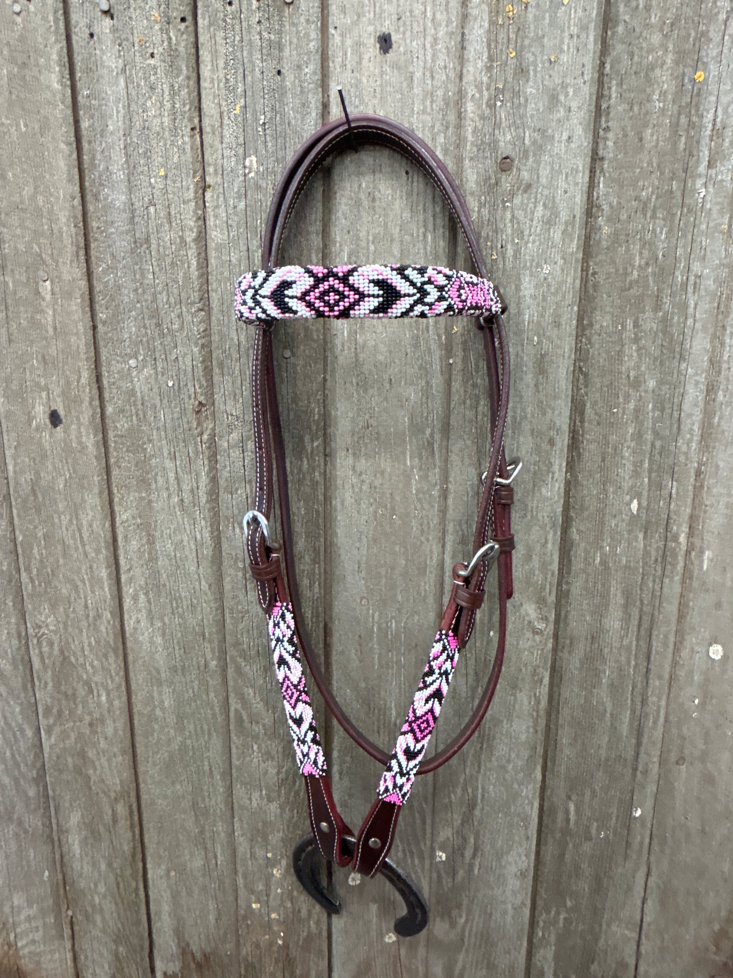 Light Oiled Beaded Headstall