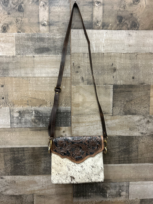 100% Leather With Cowhide Purse 9x9