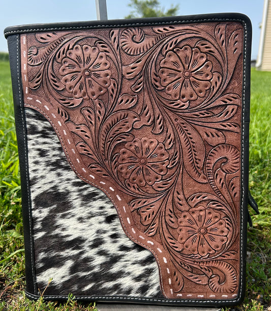 Leather 3 Ring Binder With Cowhide