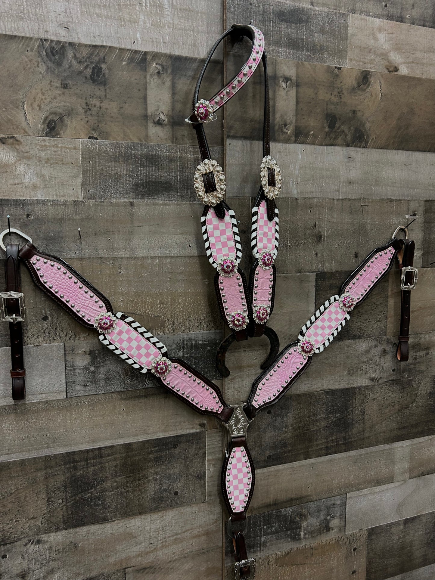 Pink Checker Tack Set