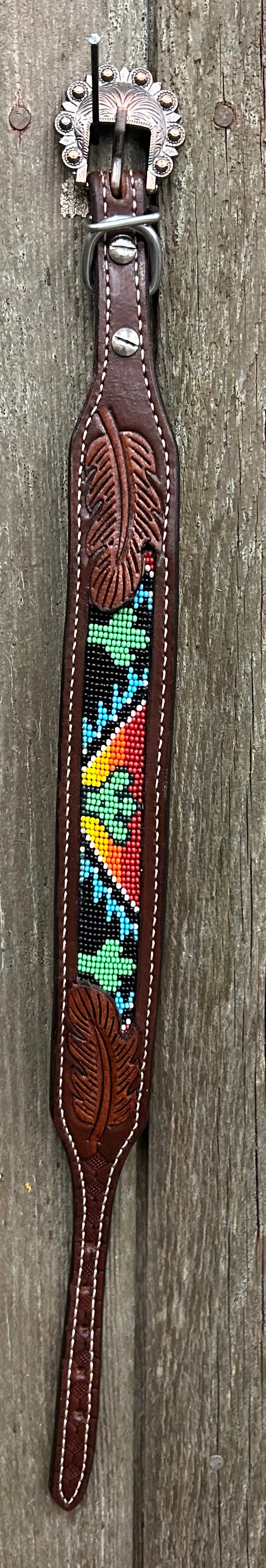 16” Beaded Leather Dog Collar