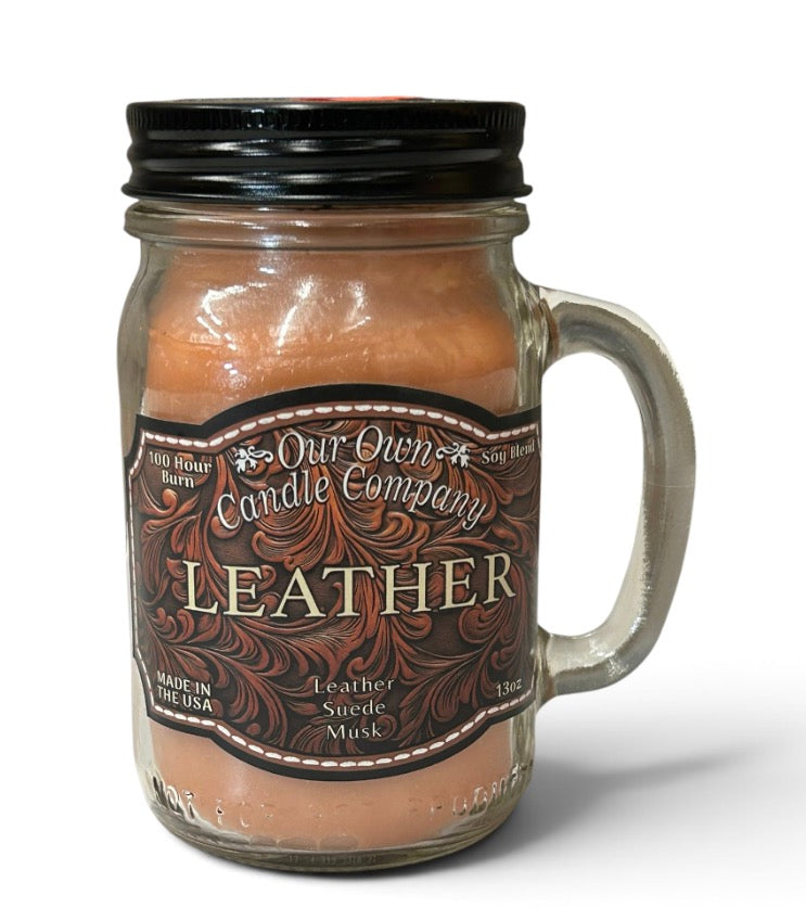 Leather Candle scent ￼leather, Suede, Musk