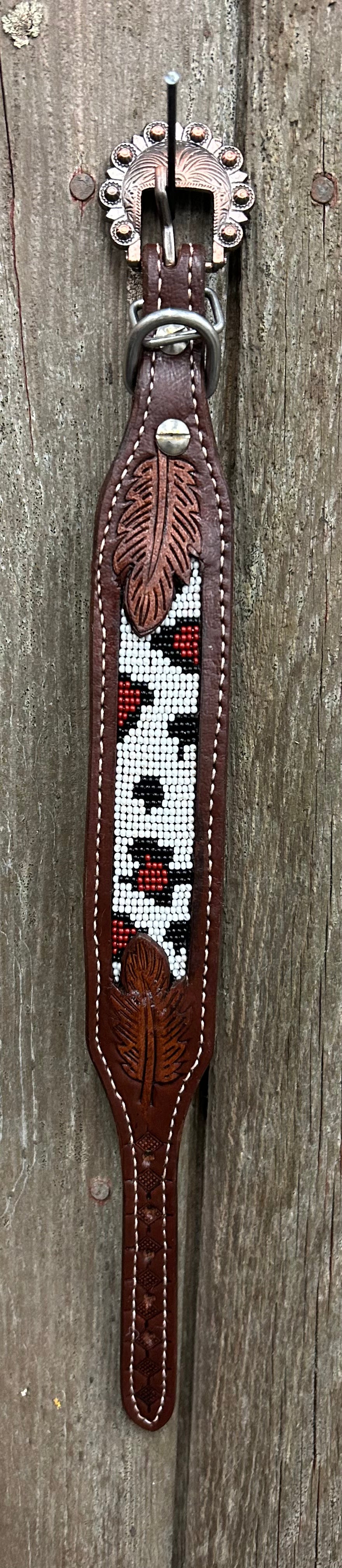 10” Beaded Leather Dog Collar