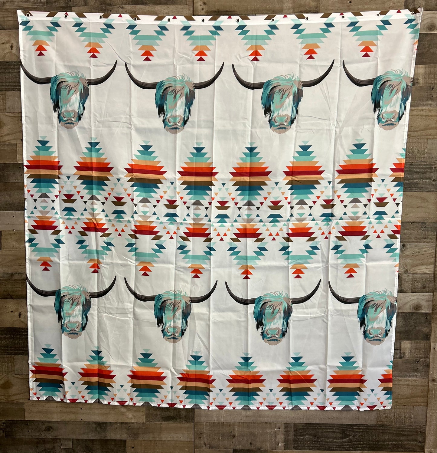 71”x71” Fabric Shower Curtain With Ring Holders