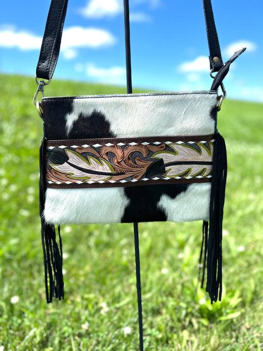 8x11 Leather Crossbody With Hair On Hide