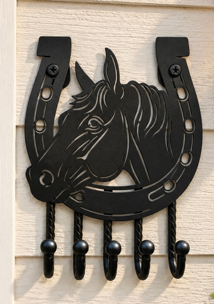 Black metal 5-hook key hook 5" x 6 3/8"
