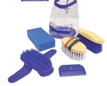 Blue Color coordinated 6-piece grooming kit.