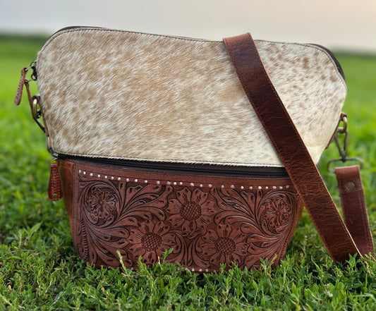 100% Leather With Cowhide 14x5 Zipper Compartment In Front Purse is 11x15
