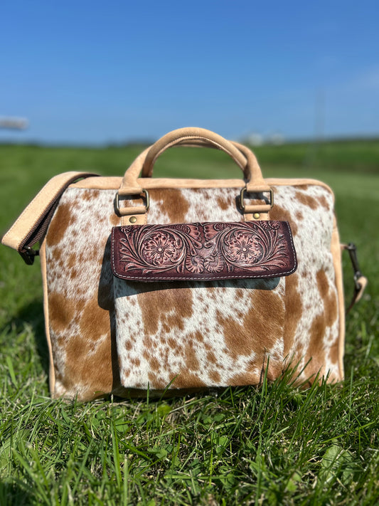 100% Leather With Cowhide Traveler 16x13x3 With 7x7x2 Front Pocket