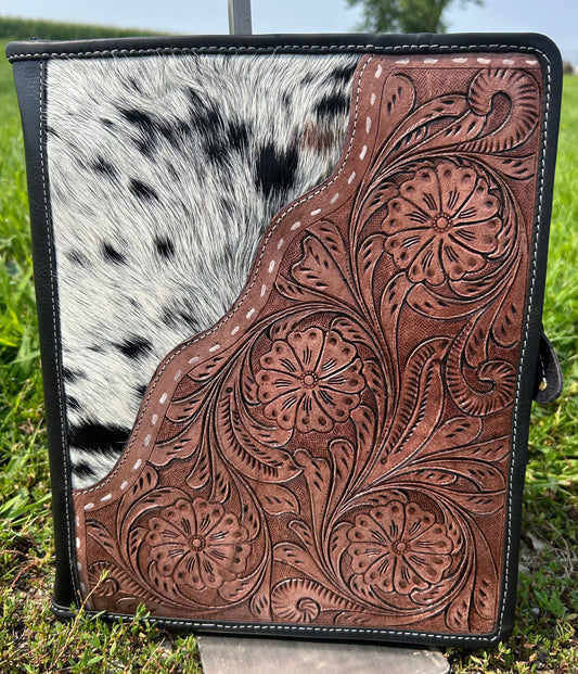 Leather 3 Ring Binder With Cowhide