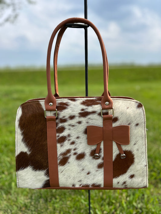 Leather Designer Dual Compartment Purse With Cowhide