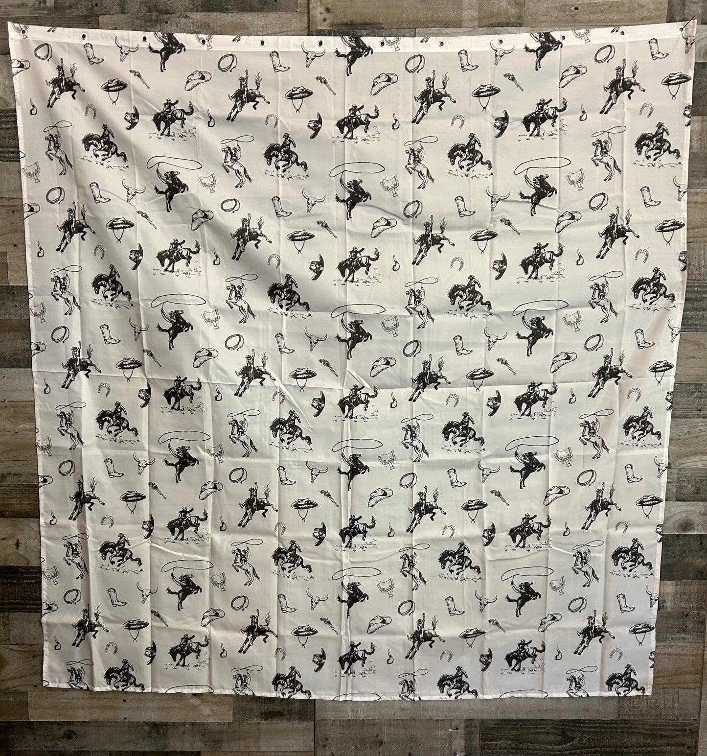 71”x71” Fabric Shower Curtain With Ring Holders