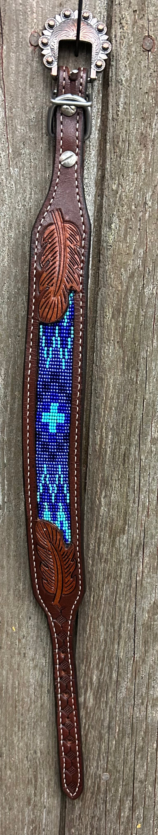 16” Beaded Leather Dog Collar