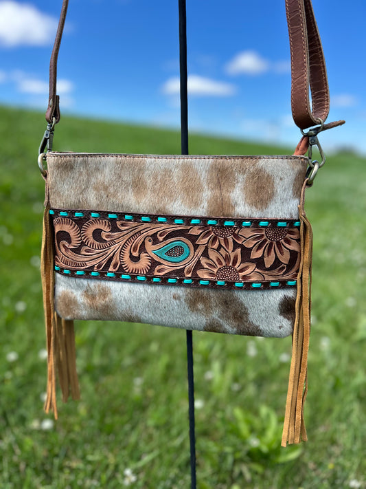8x11 Leather Crossbody With Hair On Hide