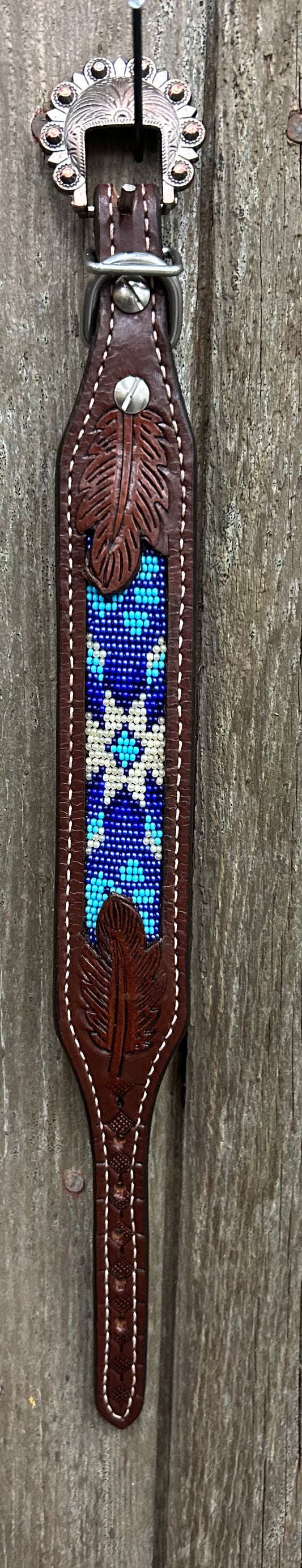 10” Beaded Leather Dog Collar