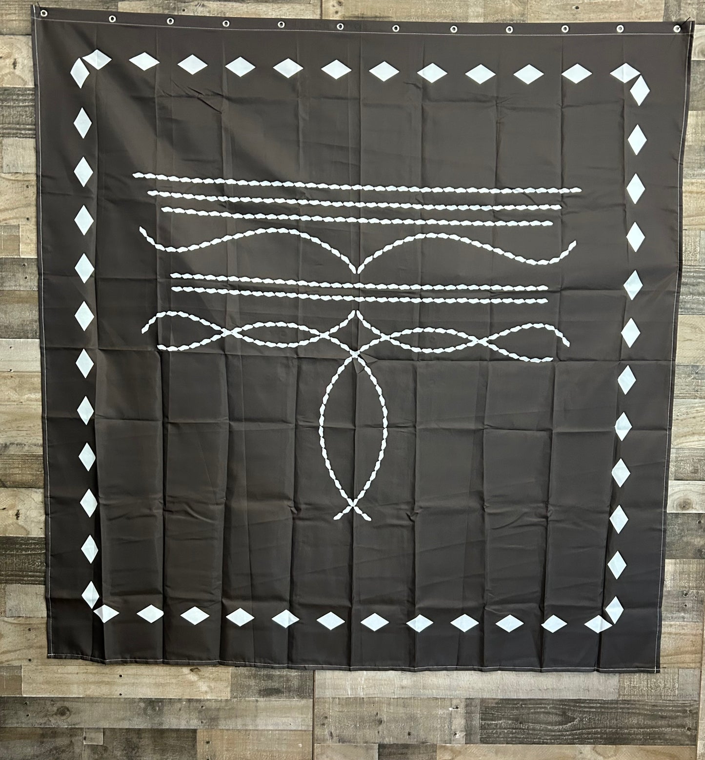 71”x71” Dark Brown Fabric Shower Curtain With Ring Holders