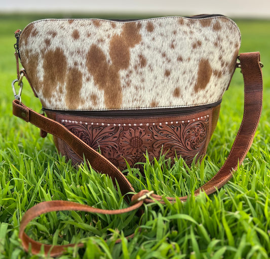 100% Leather With Cowhide 14x5 Zipper Compartment In Front Purse is 11x15