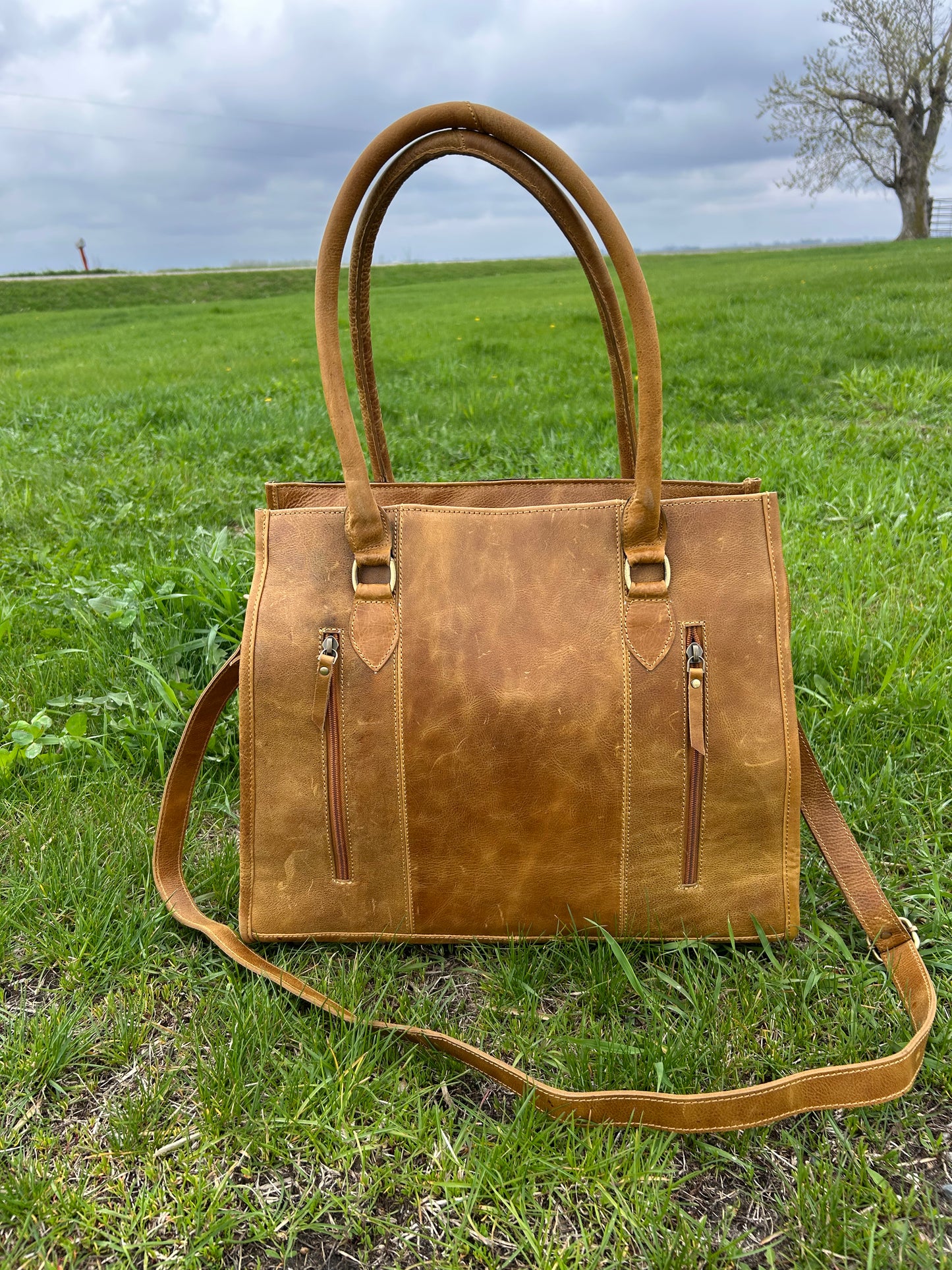 100% Genuine Leather Purse With Real Cowhide 13x14x4                      ✳️Free Shipping ✳️