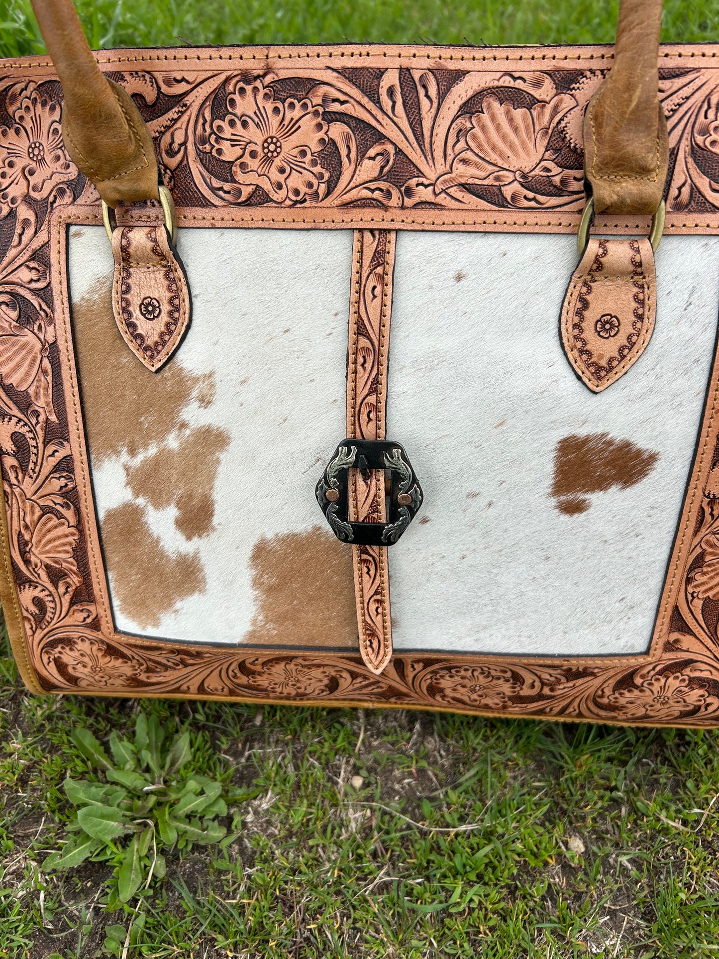100% Genuine Leather Purse With Real Cowhide 13x14x4                      ✳️Free Shipping ✳️