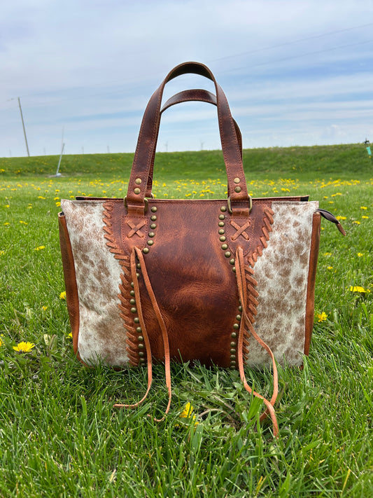 100% Genuine Buffalo Leather Purse 11x14x3 With Real Cowhide ✳️Free Shipping ✳️