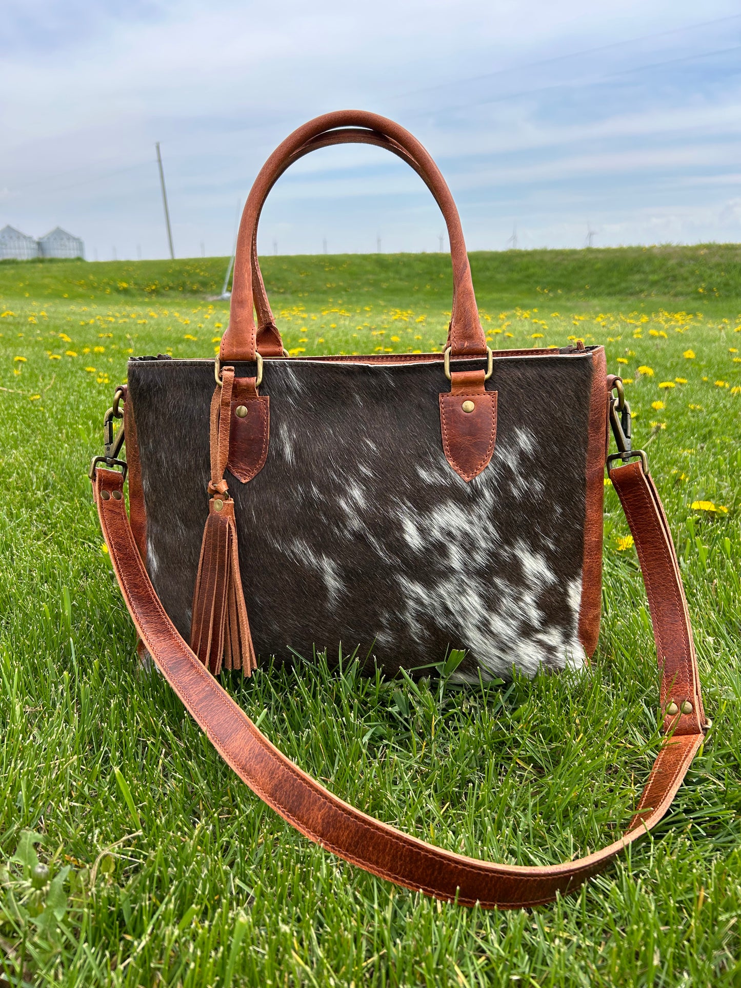 100% Genuine Buffalo Leather Purse 12x16x3 With Real Cowhide ✳️Free Shipping ✳️