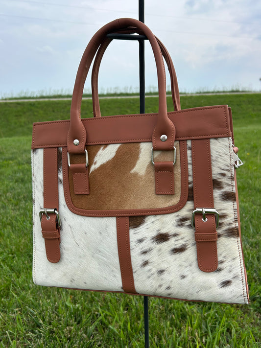 Leather Designer Dual Compartment Purse With Cowhide