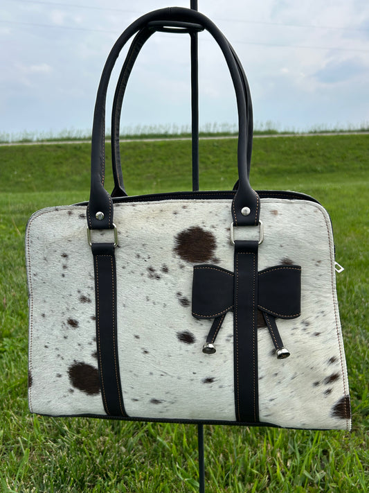 Leather Designer Dual Compartment Purse With Cowhide