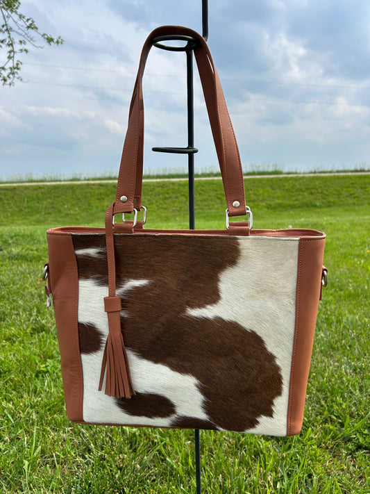 Leather Designer Dual Compartment Purse With Cowhide