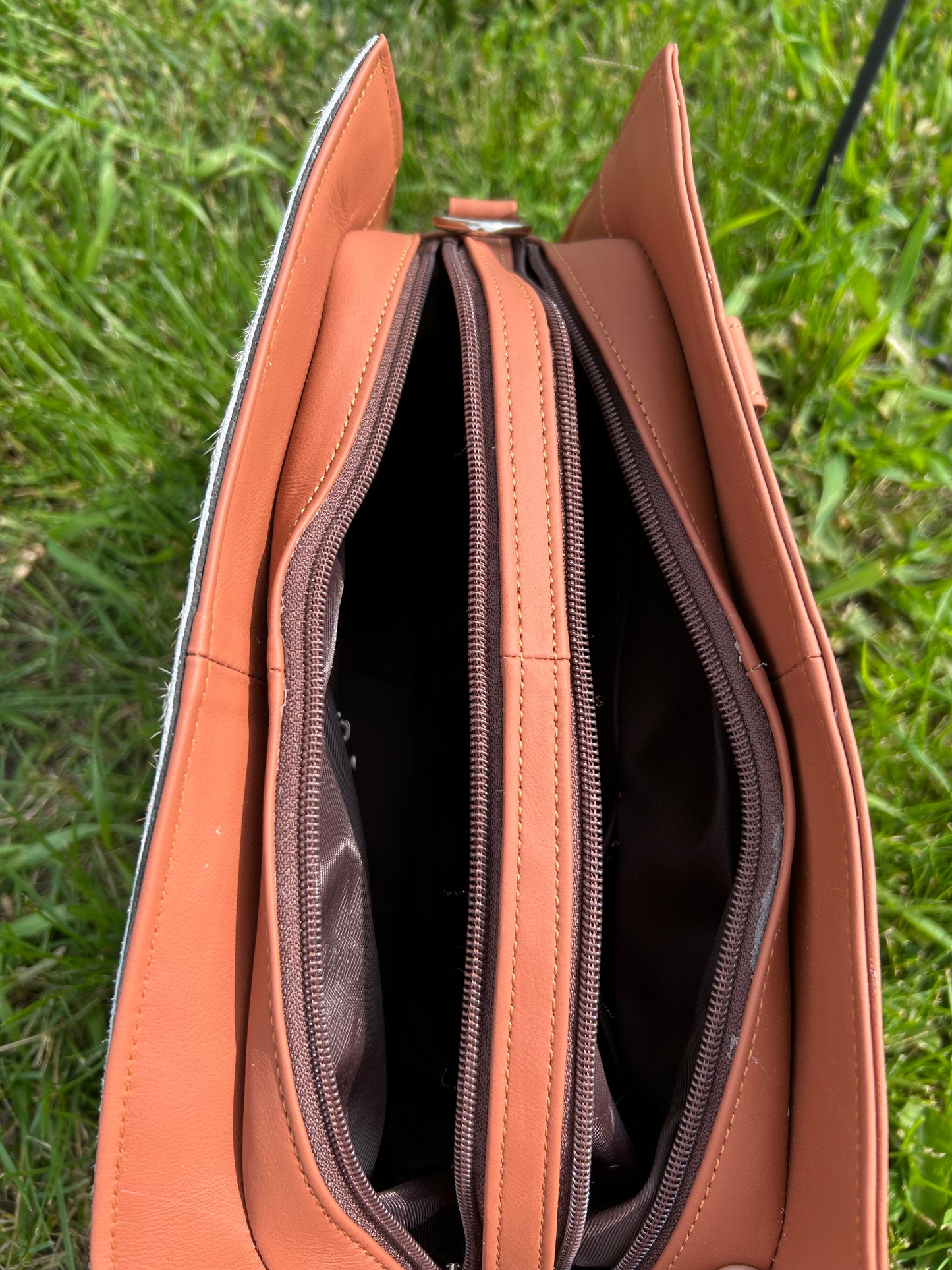 Leather Designer Dual Compartment Purse With Cowhide
